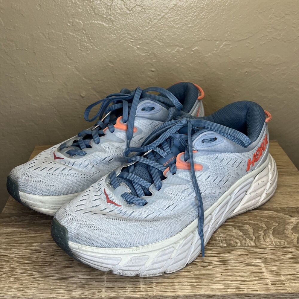 Hoka One One Gaviota 4 Light Blue Athletic Running Shoes Sneaker Women US 9.5 - Picture 6 of 8